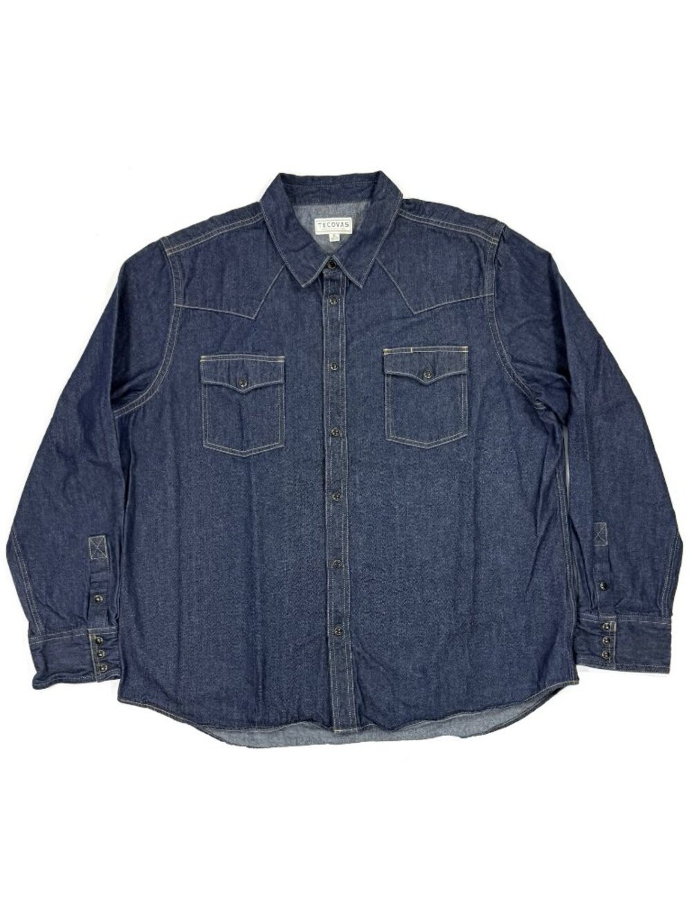 Tecovas Mens Pearl Snap Western Shirt Size XL Denim Blue Long Sleeve Cowboy